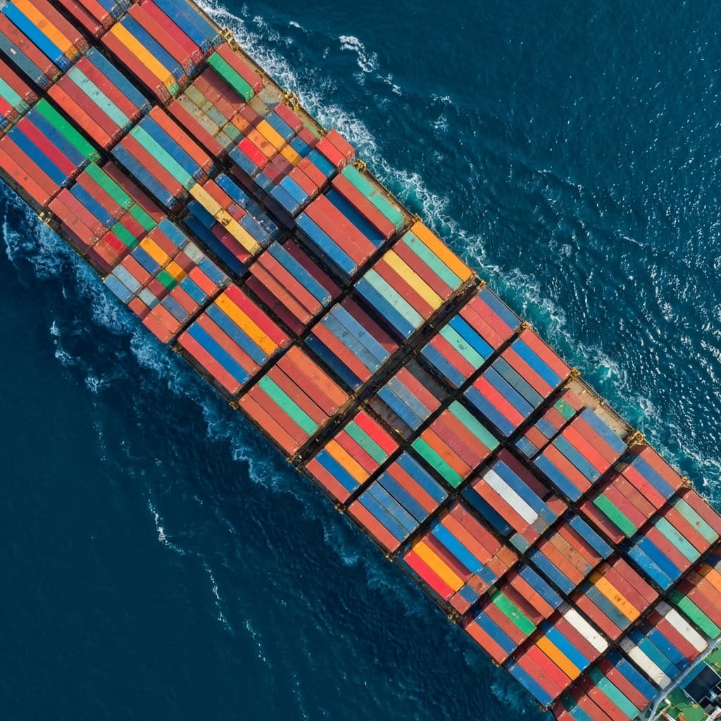 Cargo ship aerial view